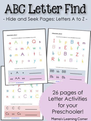 abc hide and seek letter find activity for preschoolers including letters a to z kindergarten