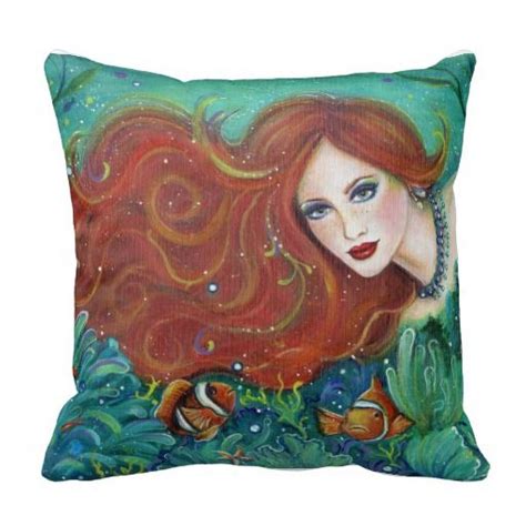 Mermaid Clownfish Decorative Pillow By Renee In 2021
