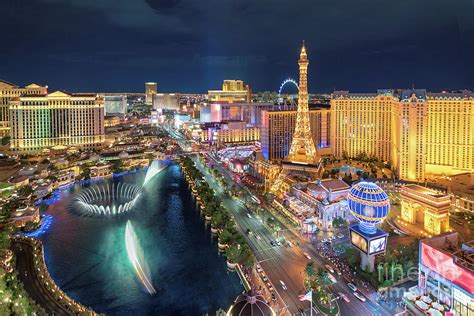 Aerial View Of Las Vegas Strip At Night Photograph By Thomas Jones