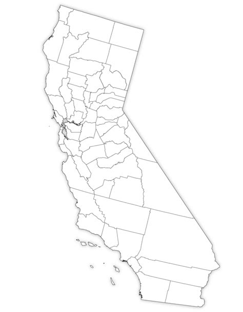 Map Of California State Outline County Cities Towns