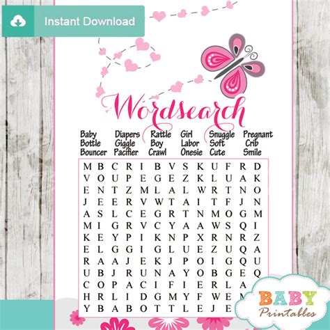 Pink Butterfly Baby Shower Games D238 Baby Printables