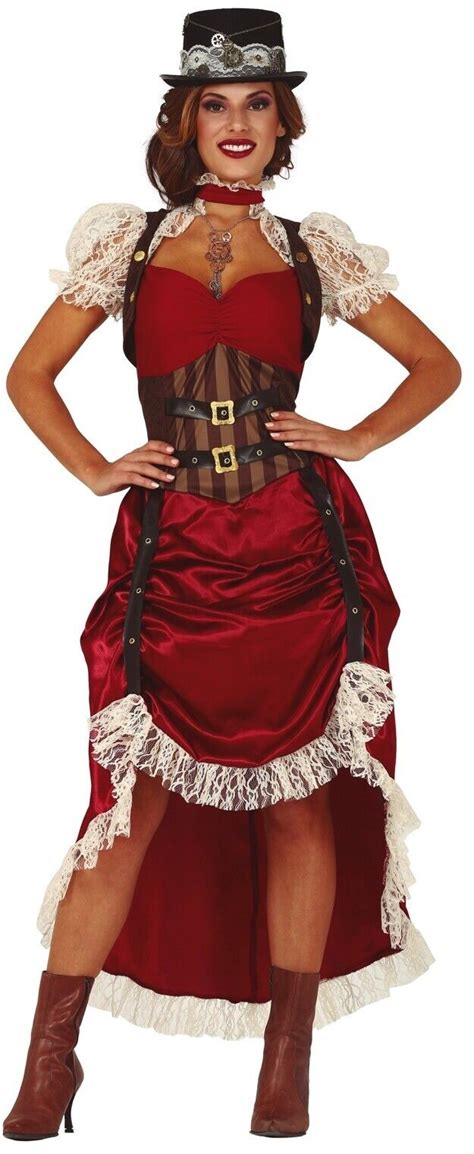 Ladies Victorian Steampunk Wild West Saloon Girl Fancy Dress Costume