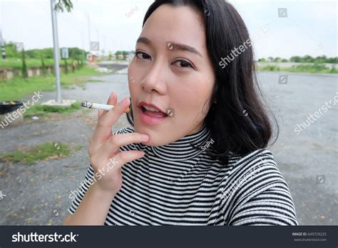 Asian Woman Smoking Stock Photo 649729225 Shutterstock