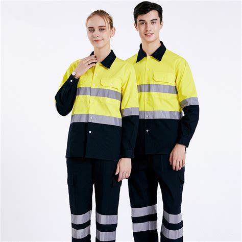 Wholesale Cotton Reflective Working Uniform Sets Custom Logo Men And
