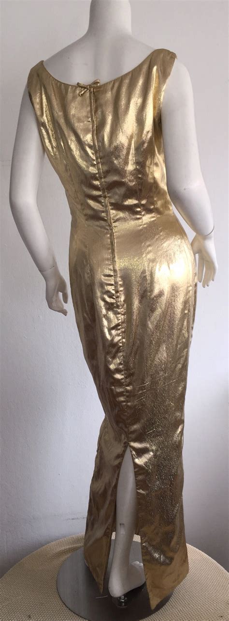 Bombshell 1950s 1960s Mr Blackwell Custom Couture Gold Metallic Wiggle