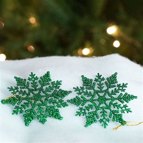 City Market Northlight 24ct Christmas Green Glitter Snowflake