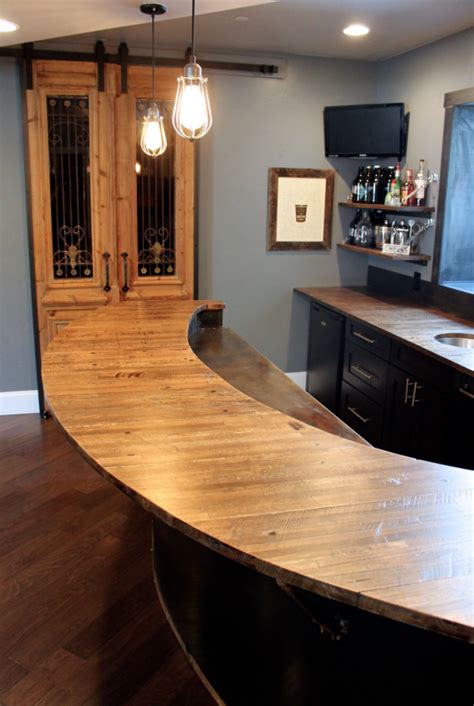 Reclaimed Semi Planks Used As A Bar Top Kitchen Collection Wood