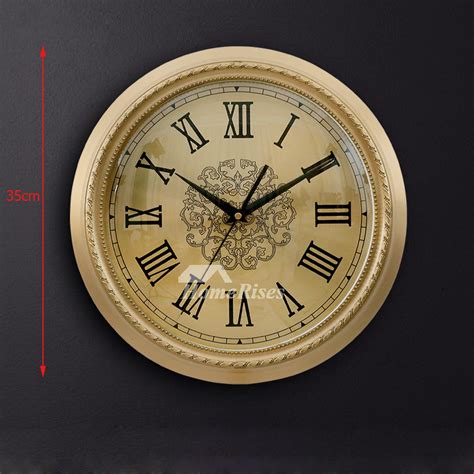 Modern Solid Brass Wall Clock Luxury Gold Carved Dining Room Round