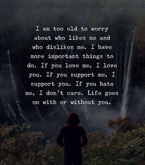 I Am Too Old To Worry About Who Likes Me And Dislikes Me Inspirational Quotes Motivation