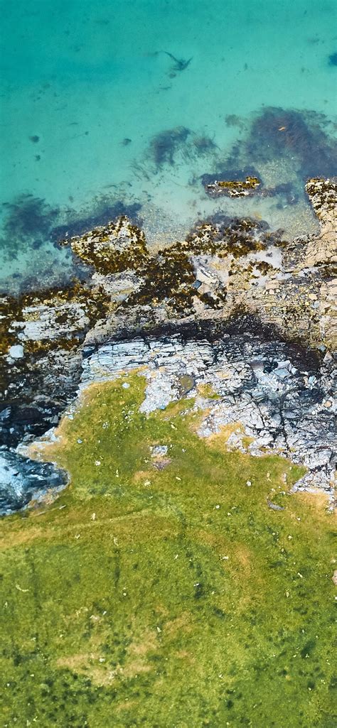 Green Island Wallpaper 4k Aerial View Sea Shore Ocean Blue Rock