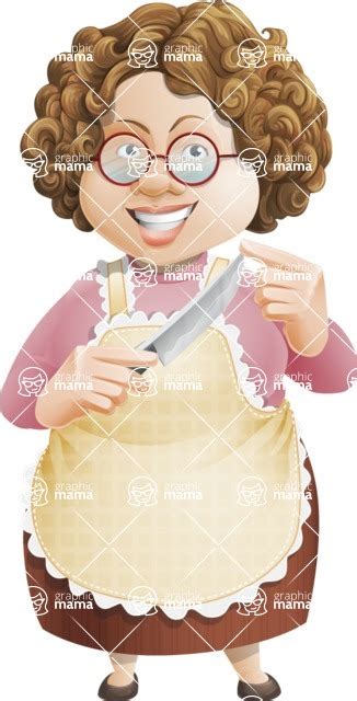 Grandma Vector Cartoon Character 112 Illustrations Set Redy To Work With Knife Graphicmama