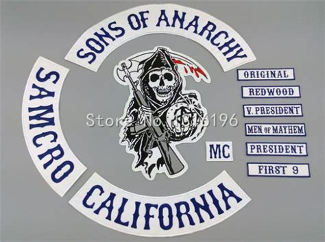 Original Sons Of Anarchy Embroidery Twill Biker Patches For Jacket Back
