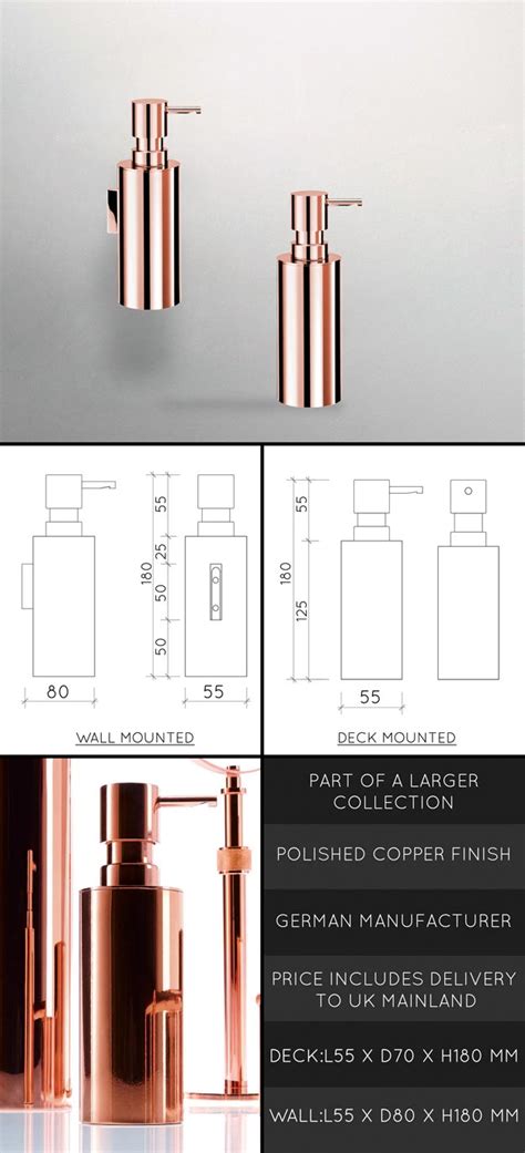 Copper Soap Dispenser Pump Action Copper Bathroom Accessories