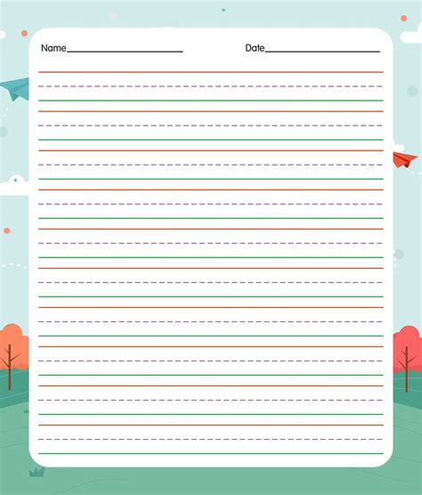 Lined Paper Printable Kindergarten