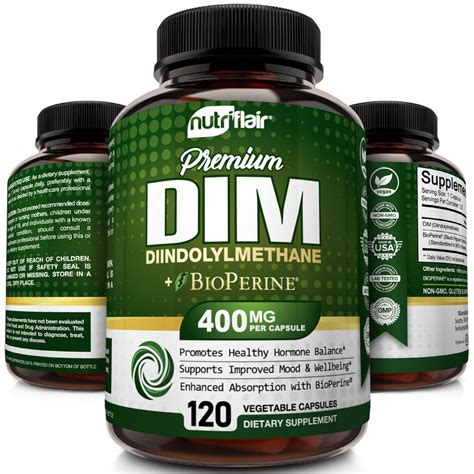 DIM Supplement 400mg with Bioperine - 120 Capsules - NutriFlair
