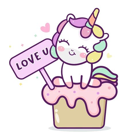 Premium Vector Cute Unicorn With Birthday Cake