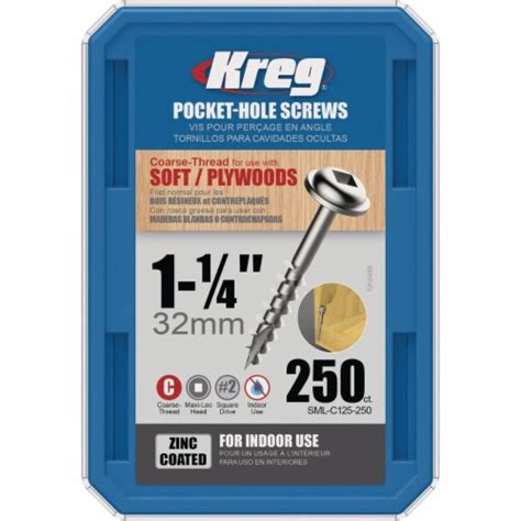 Kreg® No 8 Steel Pocket Hole Screws 250 Ct 125 In Ralphs