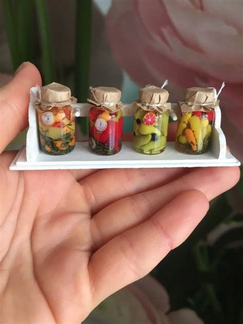 4 Pc Miniature Doll Food Conservation Jars For Barbie Etsy