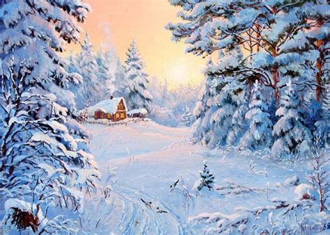 зимний пейзаж Зимние сцены Пейзажи Рождественские картины