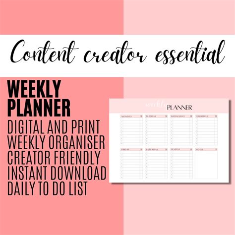 Adult Weekly Planner Organizer Printable Digital Diary Schedule Camgirl