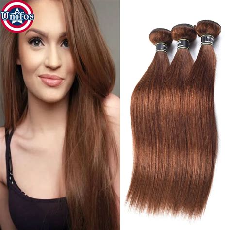 4 Bundles Brazilian Virgin Hair Straight Color 4 Chocolate Hair Weave