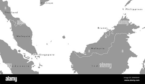 Vector Isolated Illustration Grey Simplified Map Of Malaysia In The
