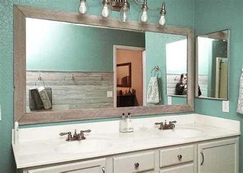This Builder Grade Mirror Is Gorgeous With A Custom Diy Bathroom Mirror Frame Learn How To