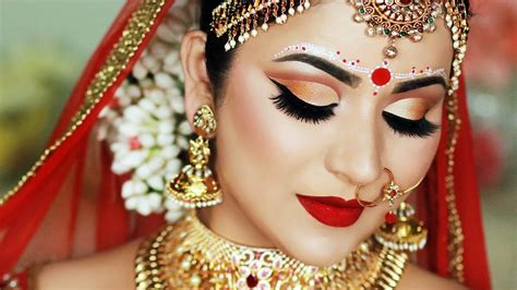 Indian Bengali Bridal Makeup And Bindi Design Smitha Deepak Youtube