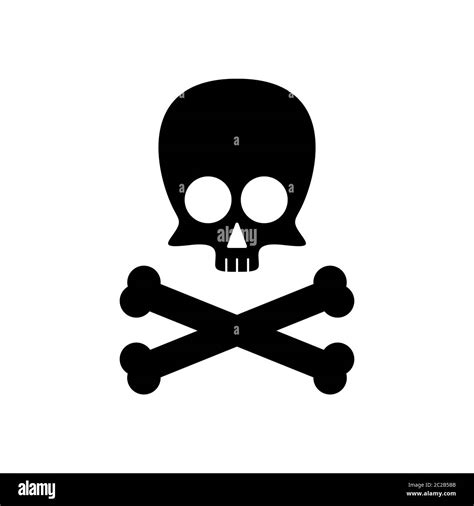 Cute Skull With Crossbones Silhouette Isolated On White Background