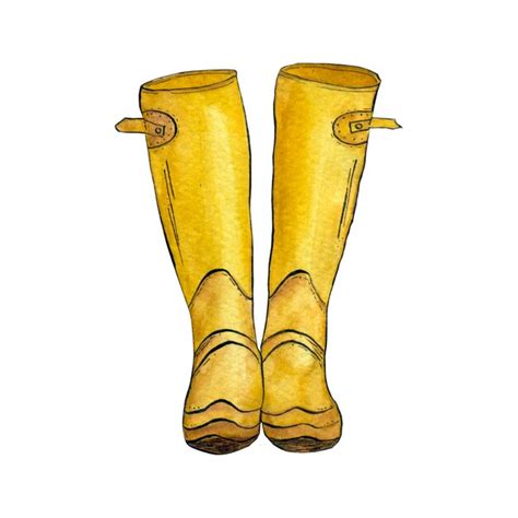 Premium Photo Juicy Yellow Rubber Boots Isolate Watercolor Illustration