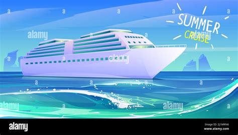 Cruise Ship In Ocean Summer Luxury Vacation On Cruise Liner Vector