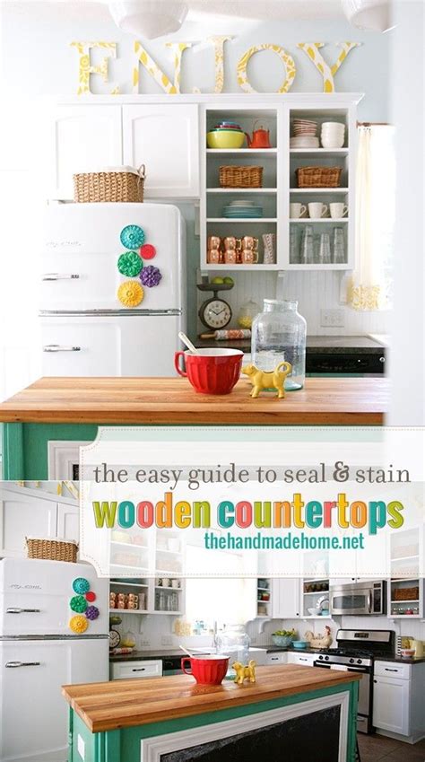 Now the paint is pulling away, and you see the seams on the doors and where the cabinet comes together. how to seal & stain wooden countertops - The Handmade Home ...