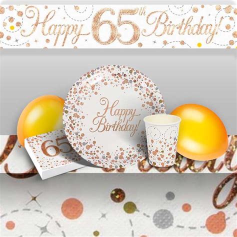 Party Packs 65th Birthday Rose Gold Party Save Smile