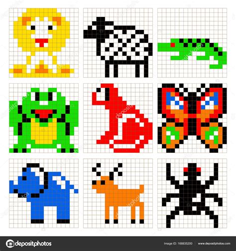 Le coloriage des carrés d'une feuille quadrillée de cahier ou de classeur. Imágenes: pixel art de animales | Pixel arte animales ...