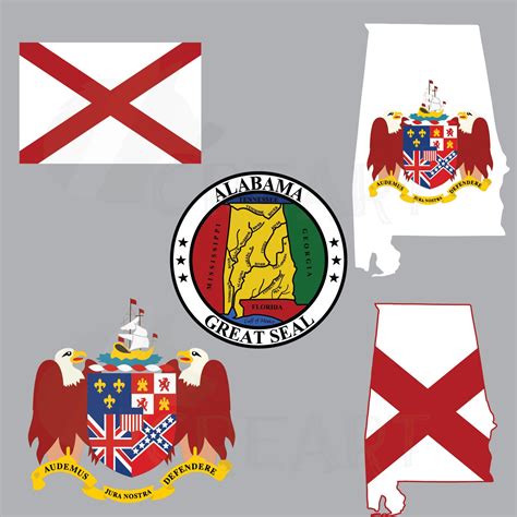Alabama State Map Flag And Seal Clipart Collection Ai Eps Etsy