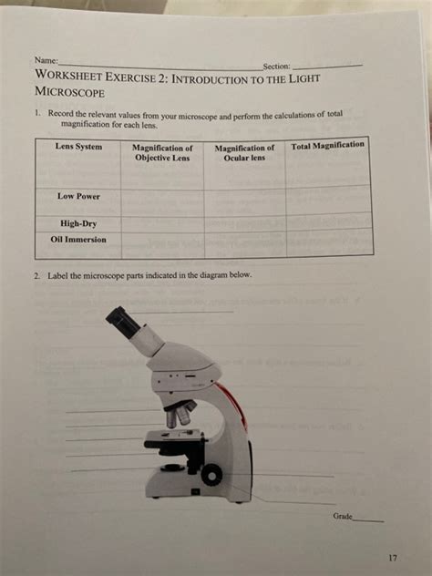 Parts Of A Compound Light Microscope Worksheet Worksheet Data Source
