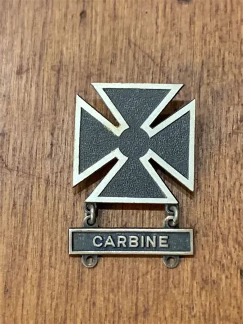 Vintage Wwii Us Military Carbine Bar Cross Sterling Silver Badge Pin