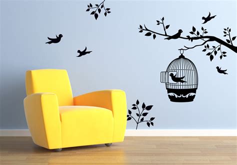 Branch With A Bird Cage Wall Sticker Wall Decoration Pictures Wall