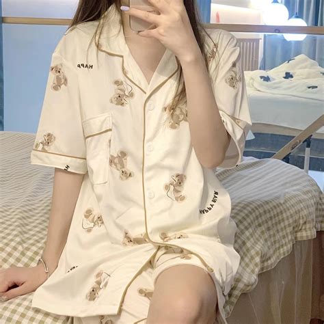 【wan】korean pajamas cotton cute sleepwear terno sleepwear set for women shopee philippines