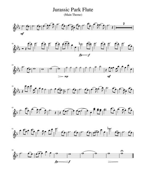 Jurassic Park Flute Sheet Music For Flute Solo