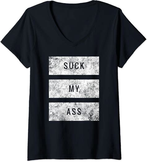 Womens Suck My Ass Funny V Neck T Shirt Uk Fashion