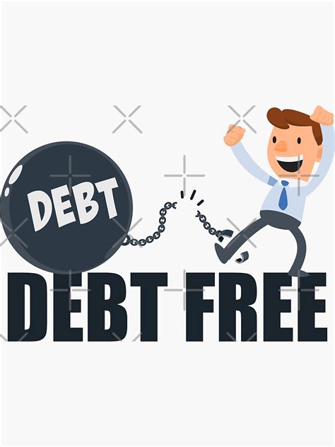 Debt Free Cartoon Character Ball And Chain Financial Freedom Sticker