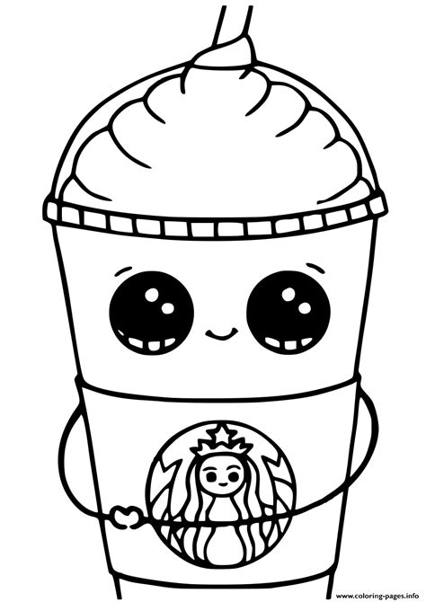 Free kawaii coloring page to download. Starbucks Cups Kawaii Coloring Pages Printable