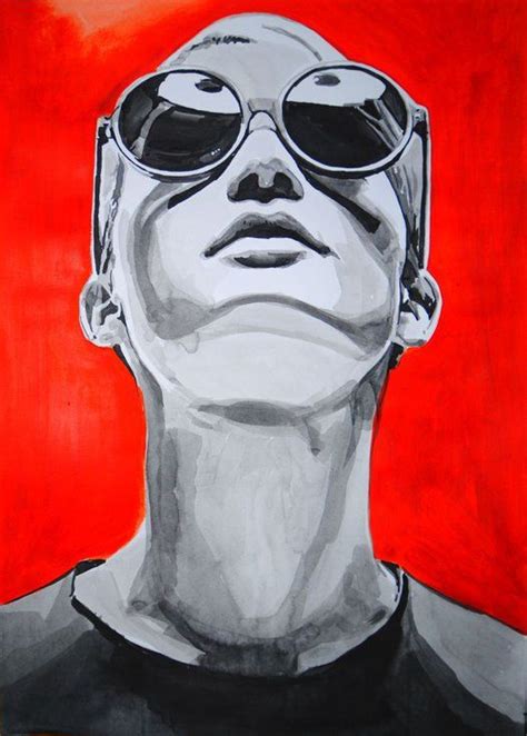 Buy Girl With Sunglasses Mxm 2 70 X 50 Cm Mixed Media Painting By Alexandra Djokic On