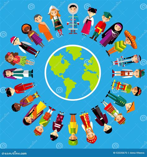 Vector Illustration Of Multicultural National Children People In