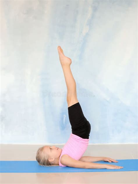 Little Girl Practicing Yoga Indoors Stock Photo Image Of People Cute