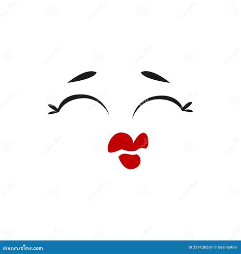 Emoticon With Red Lipstick And Closed Eye Isolated Stock Vector