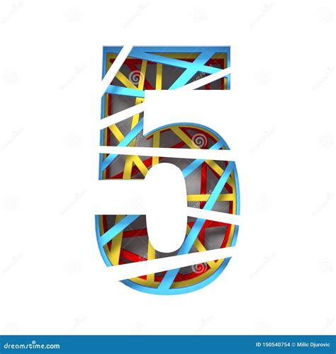Colorful Paper Cut Out Font Number 5 Five 3d Stock Illustration