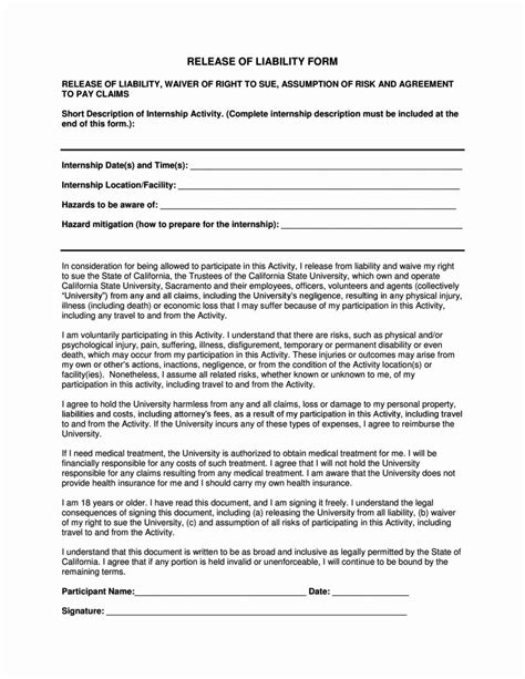 General Release Form Template Awesome General Liability Release Form