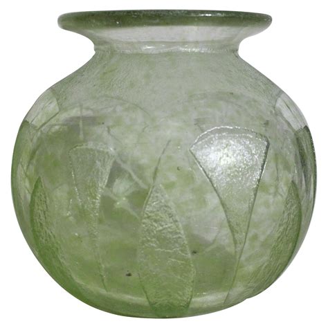 Michel Aristide Colotte French Art Deco Carved And Etched Glass Vase For Sale At 1stdibs